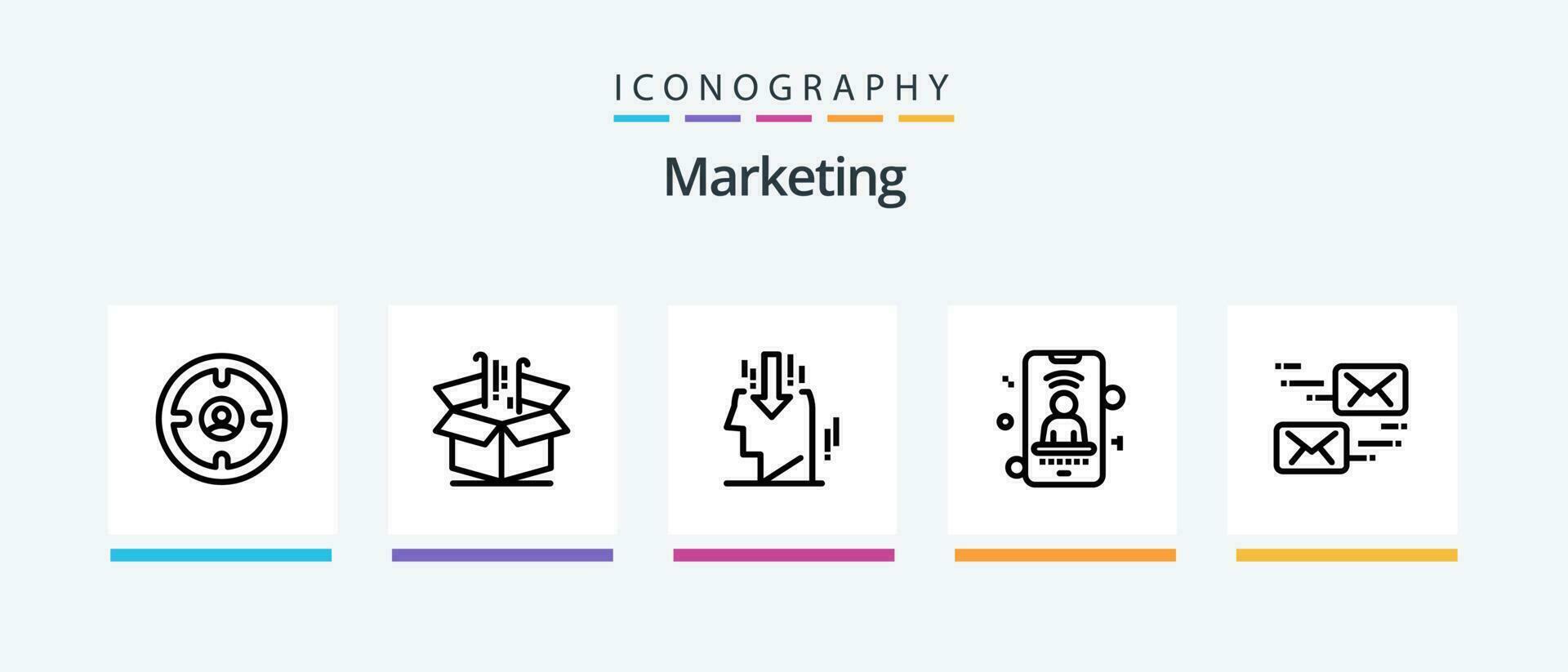 Marketing Line 5 Icon Pack Including box. marketing. finance. e-commerce. advertising. Creative Icons Design vector