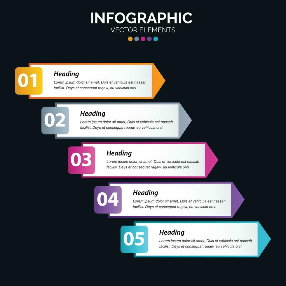 Diagrama de infografía de 5 opciones Informe anual Diseño web Concepto de negocio Pasos o procesos vector