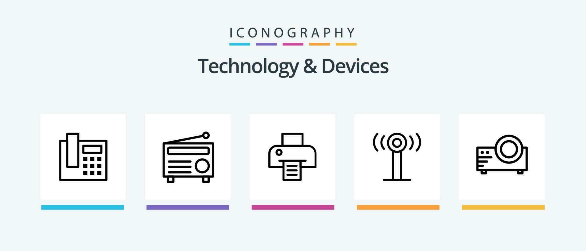 Devices Line 5 Icon Pack Including . remote. telephone. control. disk. Creative Icons Design vector