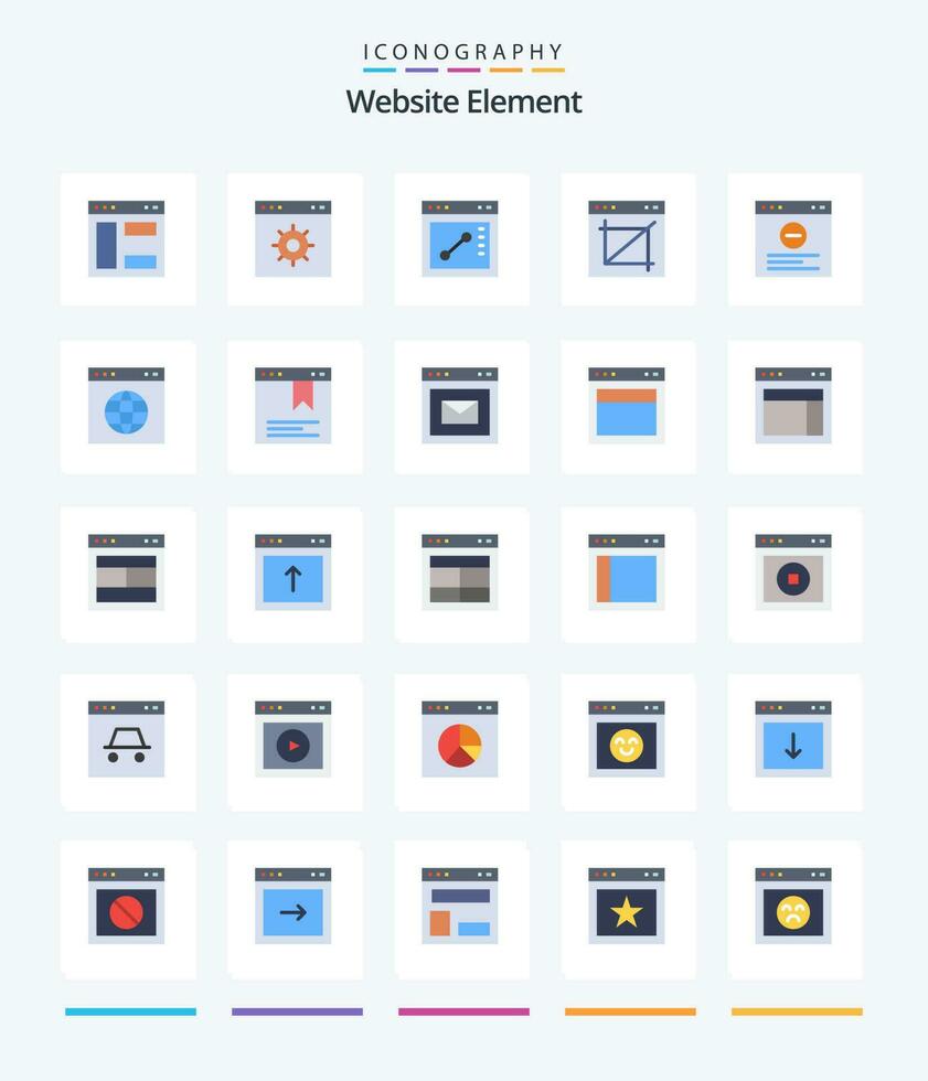 Creative Website Element 25 Flat icon pack  Such As url. globe. crop. website. browser vector