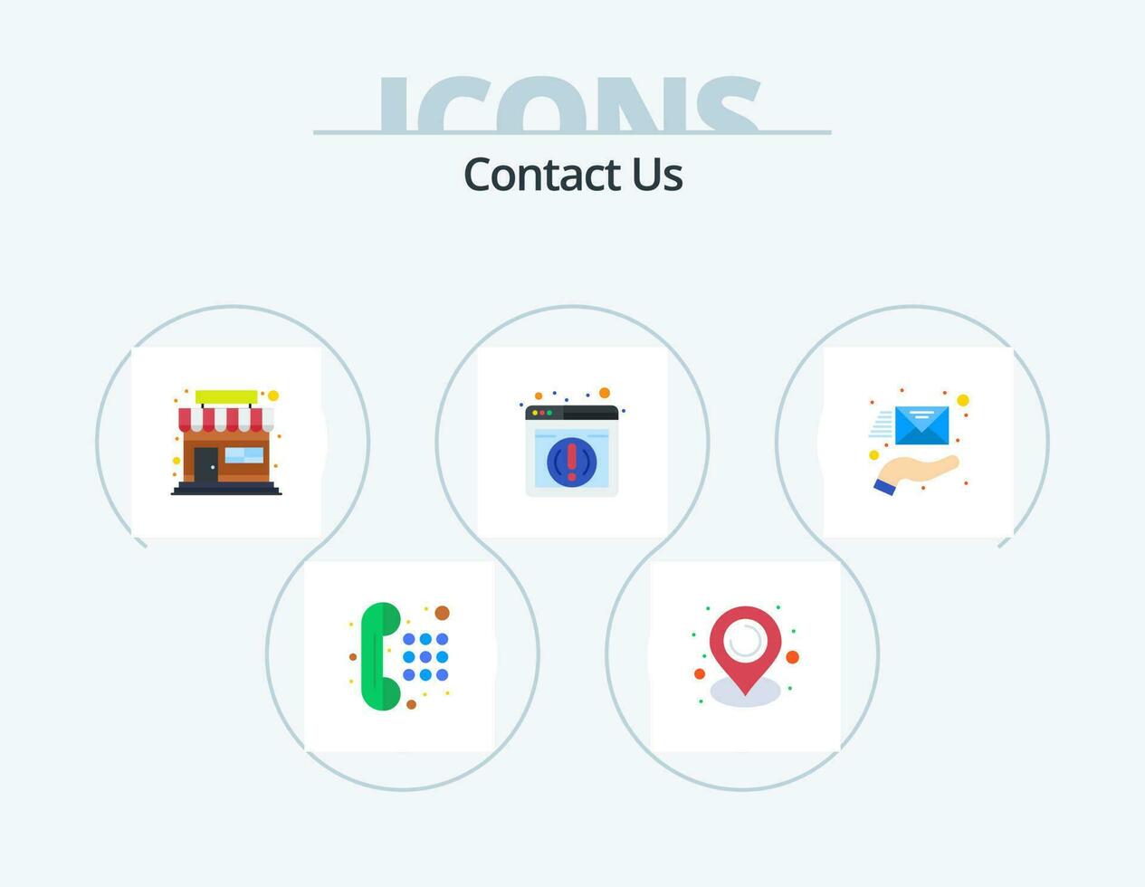 contacto nosotros plano icono paquete 5 5 icono diseño. . mano. tienda. sobre. navegador vector