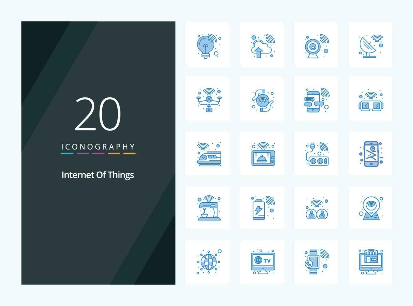 20 Internet Of Things Blue Color icon for presentation vector