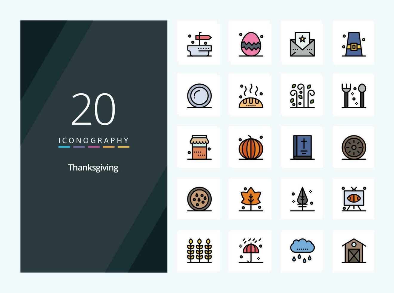 20 gracias dando icono lleno de línea para presentación vector