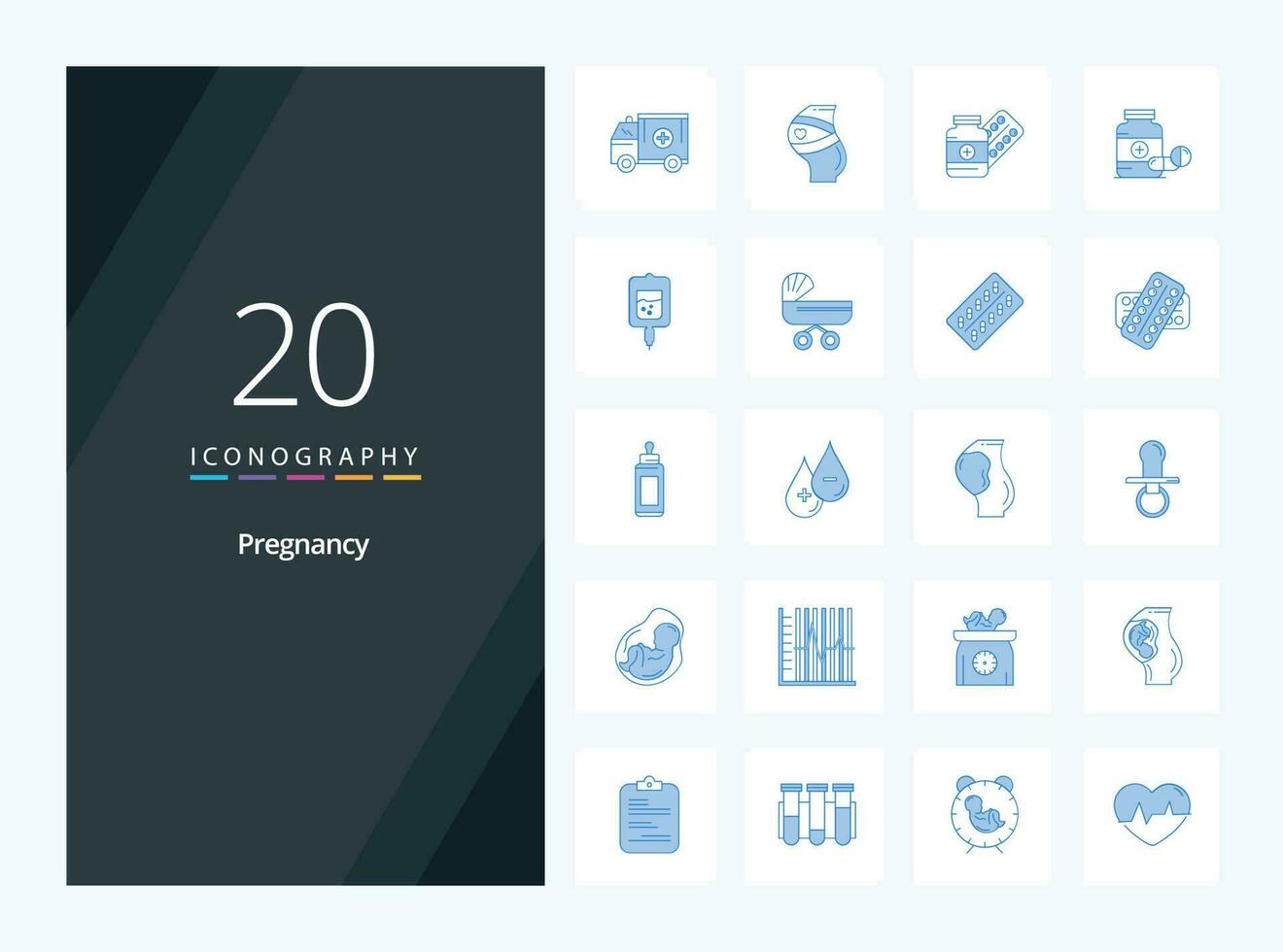 20 Pregnancy Blue Color icon for presentation vector