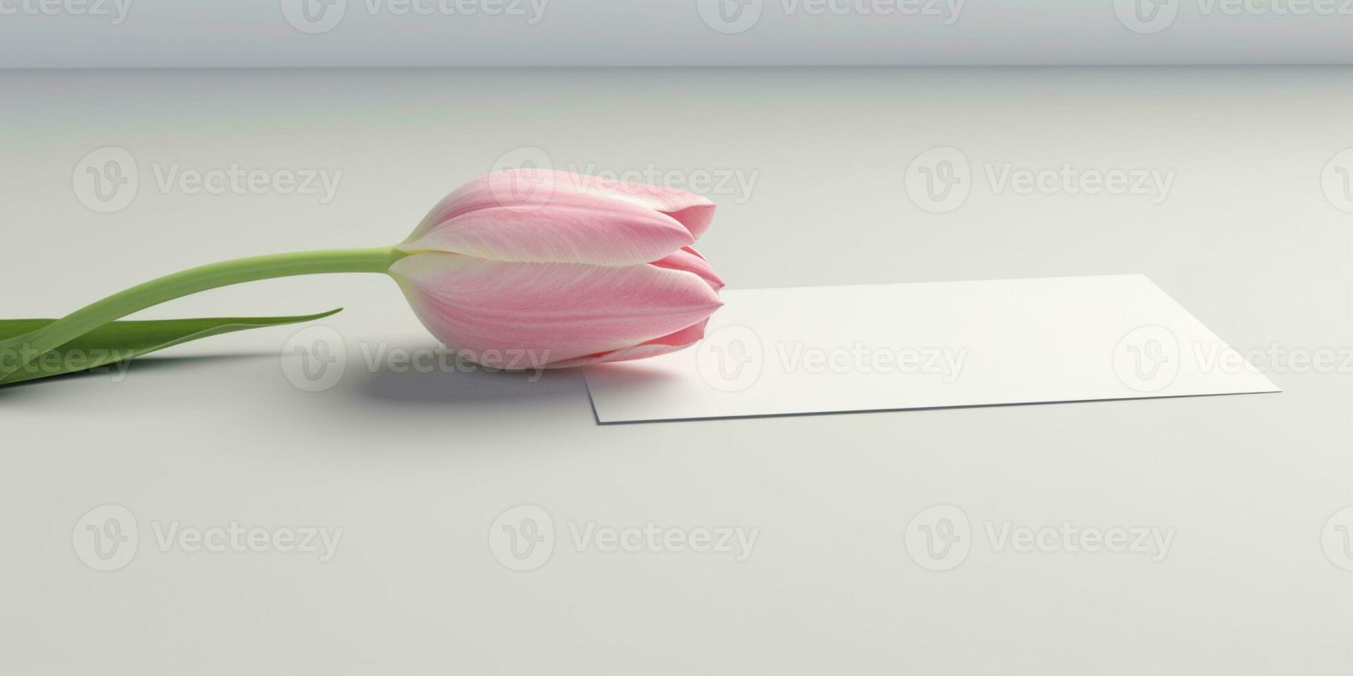 Blank paper note and flower for text copy space background AI Generated photo