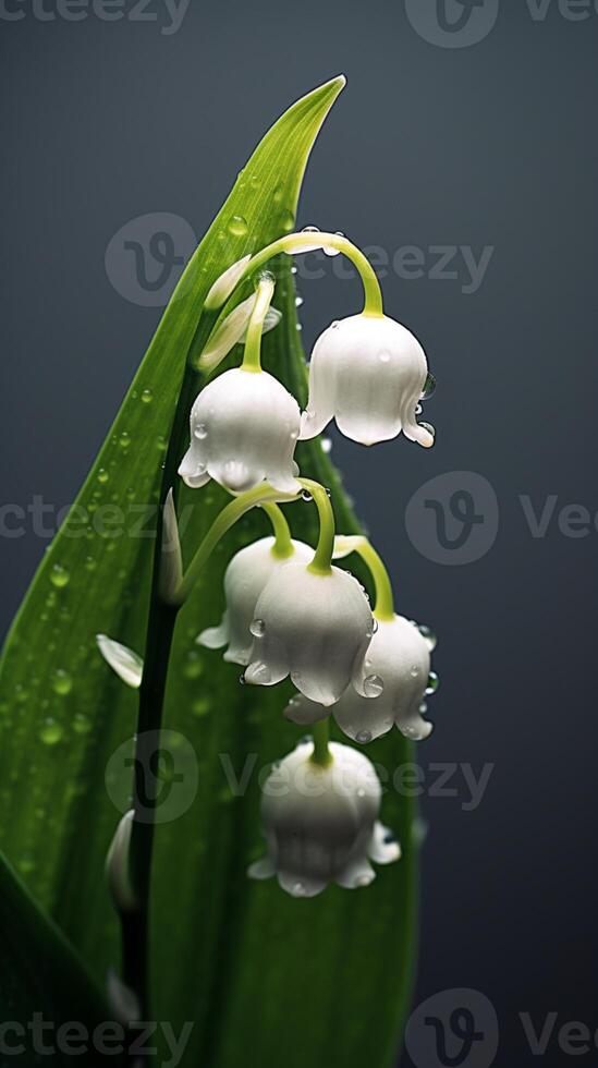 Lily of the Valley photo wallpaper background. AI Generated,