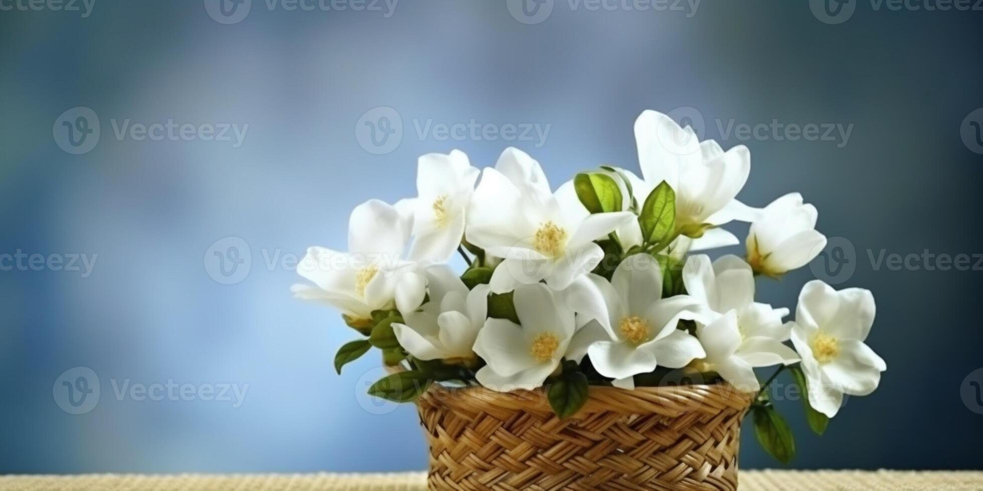 White flower copy space background, AI Generated photo