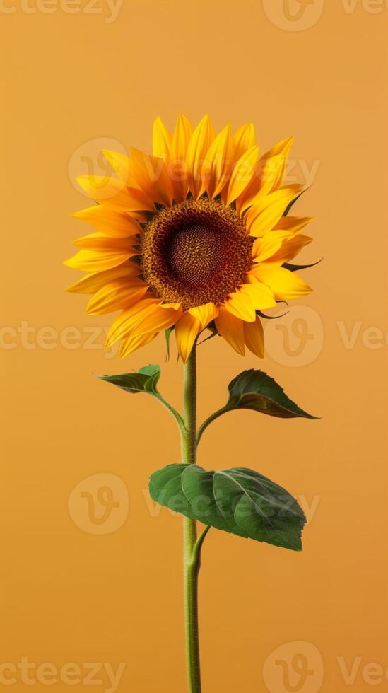 Daisy flower copy space blurred background. photo