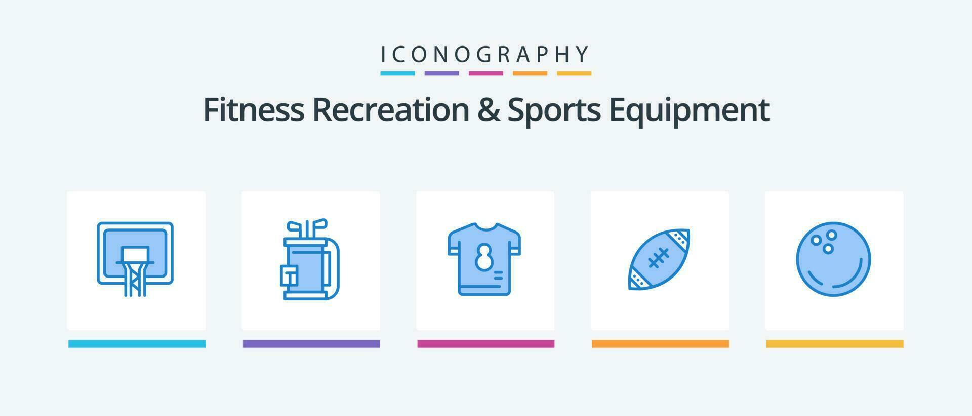 Fitness Recreation And Sports Equipment Blue 5 Icon Pack Including nfl. ball. stick. american. shirt. Creative Icons Design vector