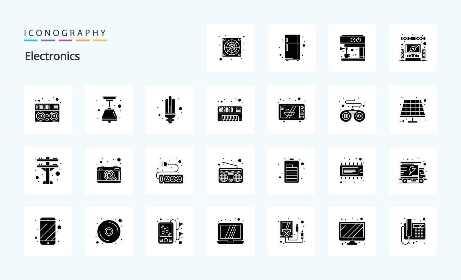 25 Electronics Solid Glyph icon pack vector