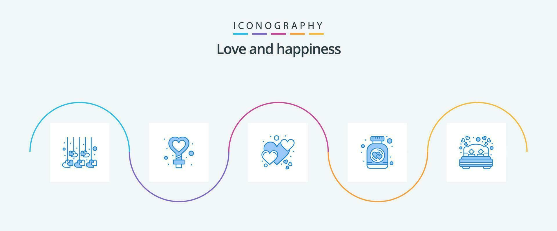 amor azul 5 5 icono paquete incluso tener una cita. frasco. corazón. corazón. botella vector