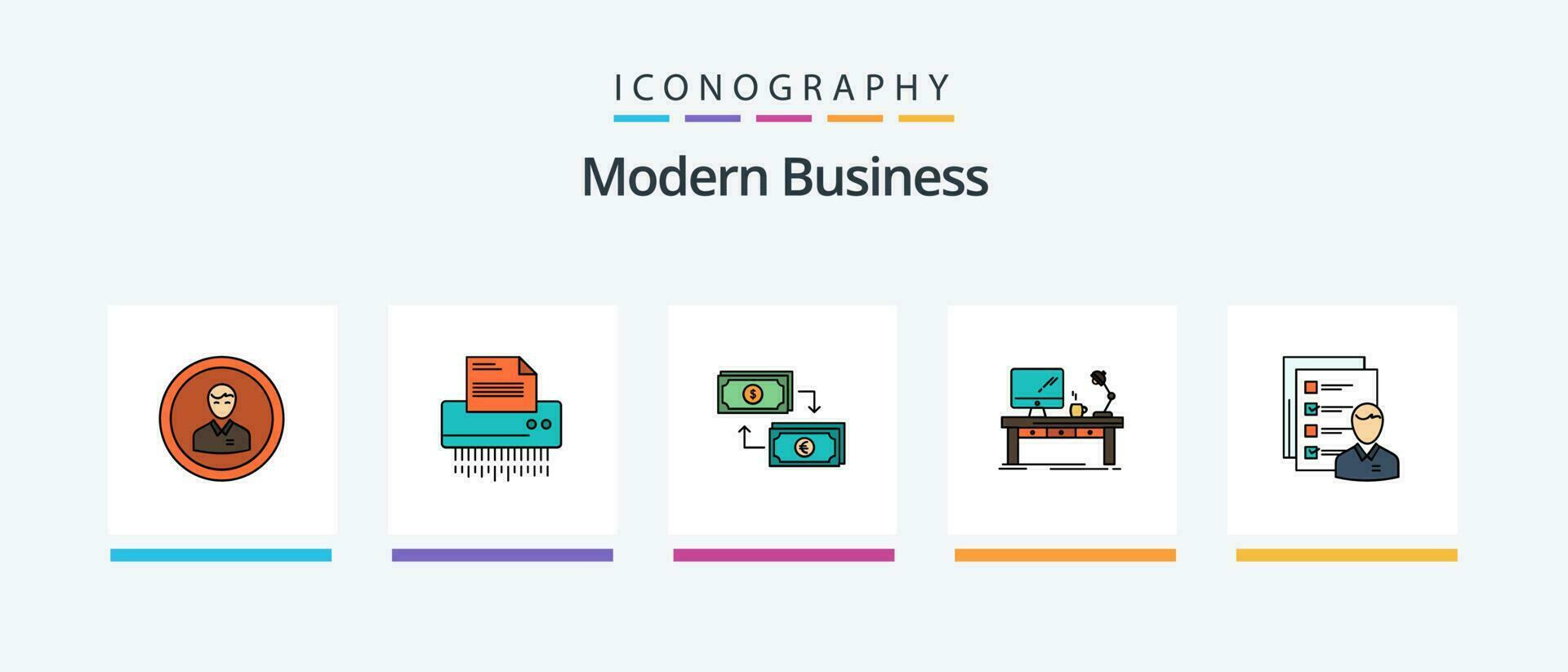 Modern Business Line Filled 5 Icon Pack Including global. business. business. globe. office. Creative Icons Design vector