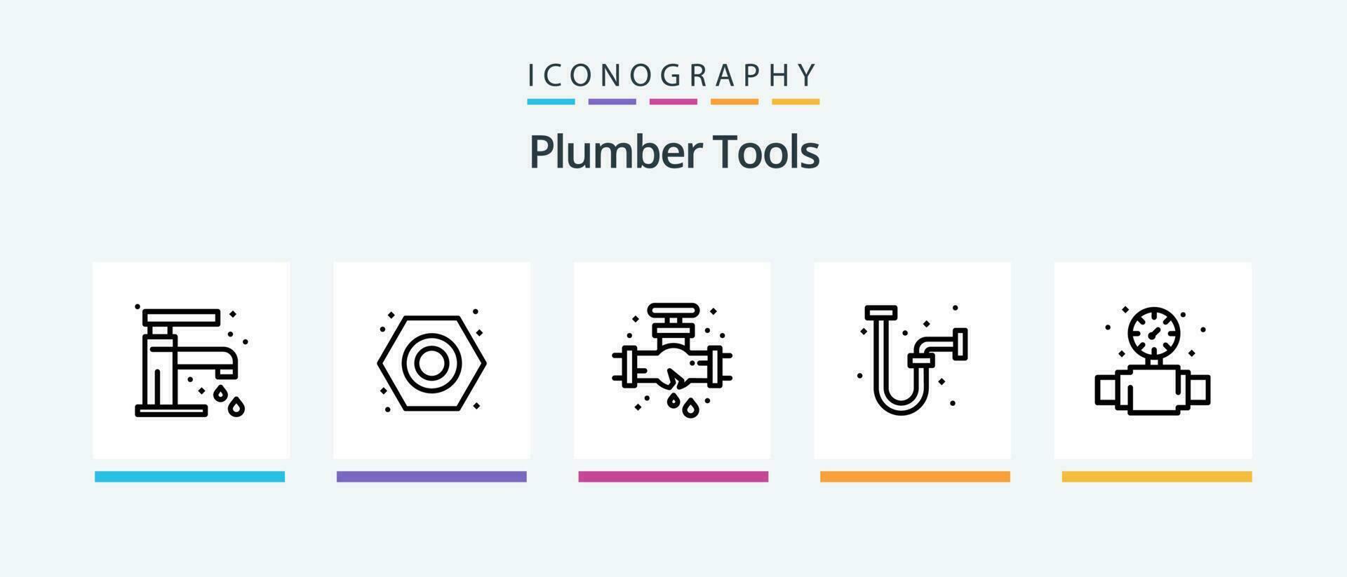 fontanero línea 5 5 icono paquete incluso plomero. mecánico. plomería. plomería. tuerca. creativo íconos diseño vector