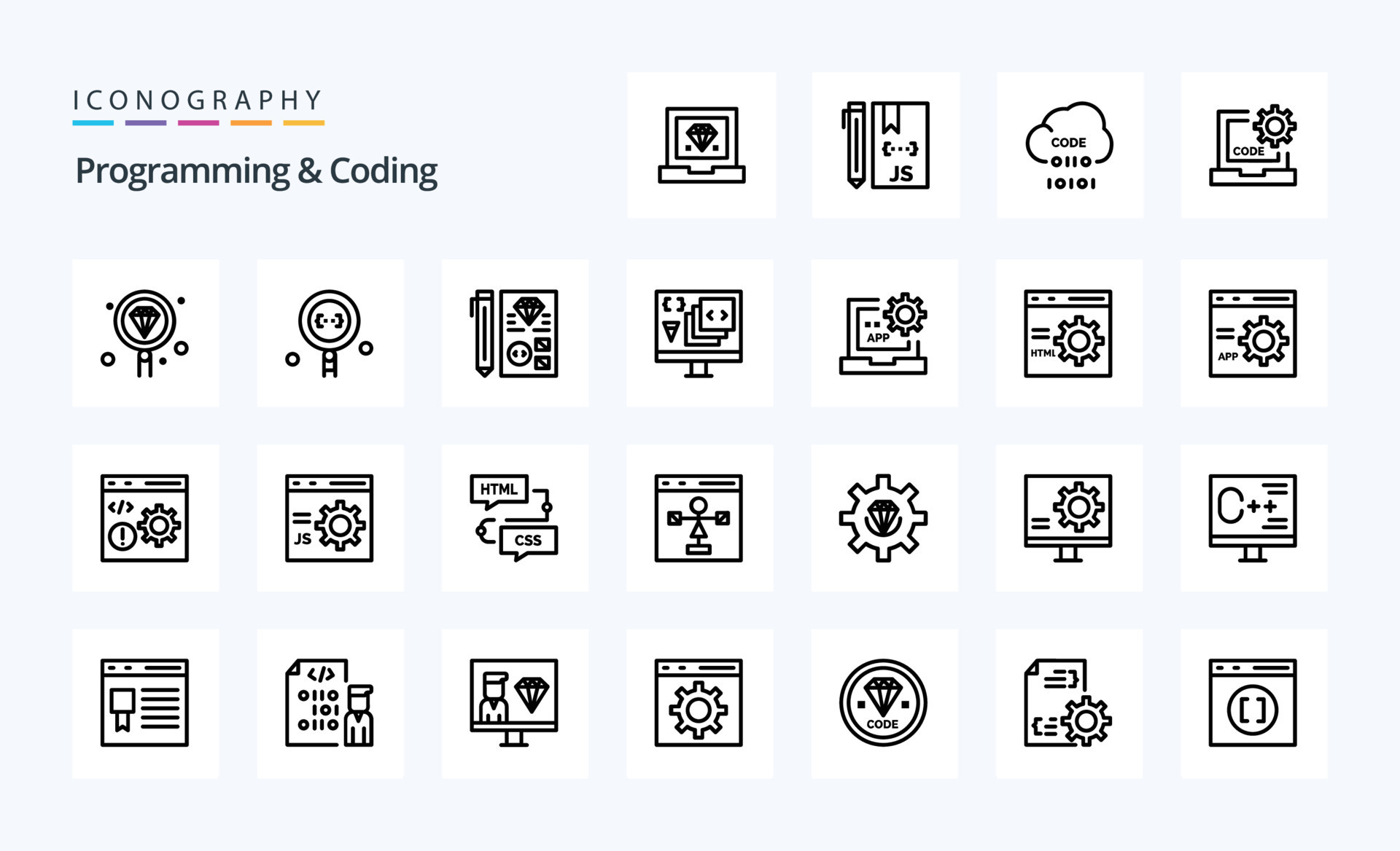 25 Programming And Coding Line icon pack 26186178 Vector Art at Vecteezy