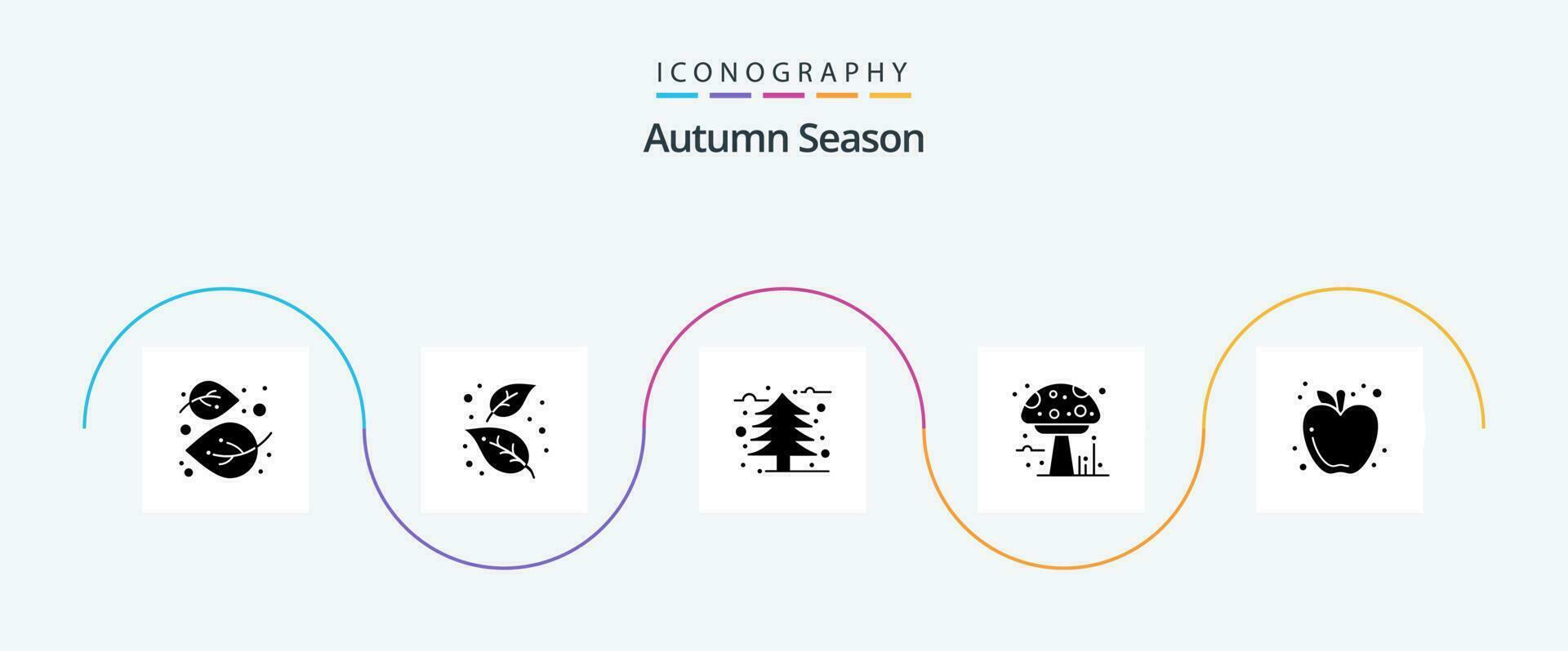 Autumn Glyph 5 Icon Pack Including poison. autumn. nature. amanita. leaf vector