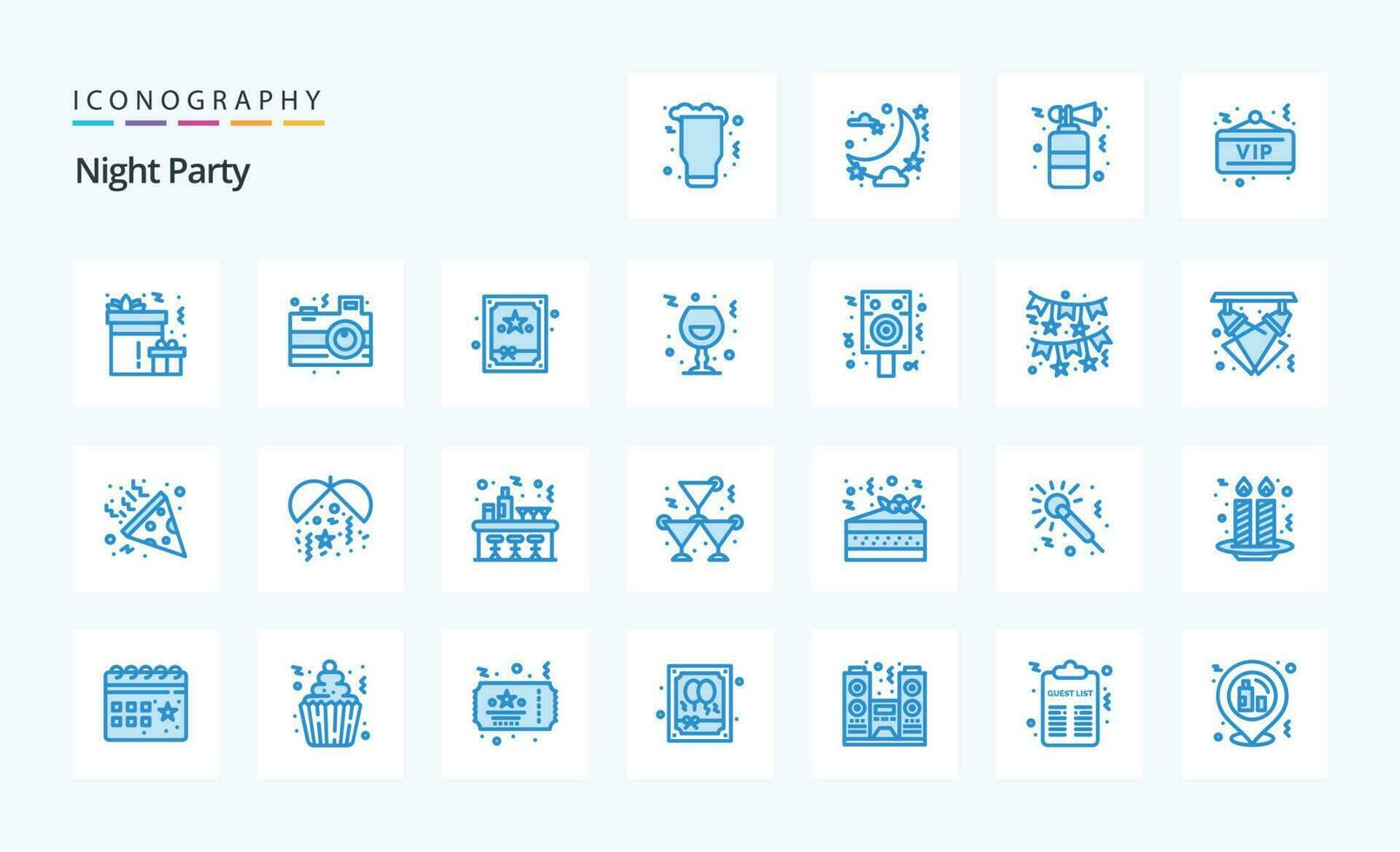 25 Night Party Blue icon pack vector