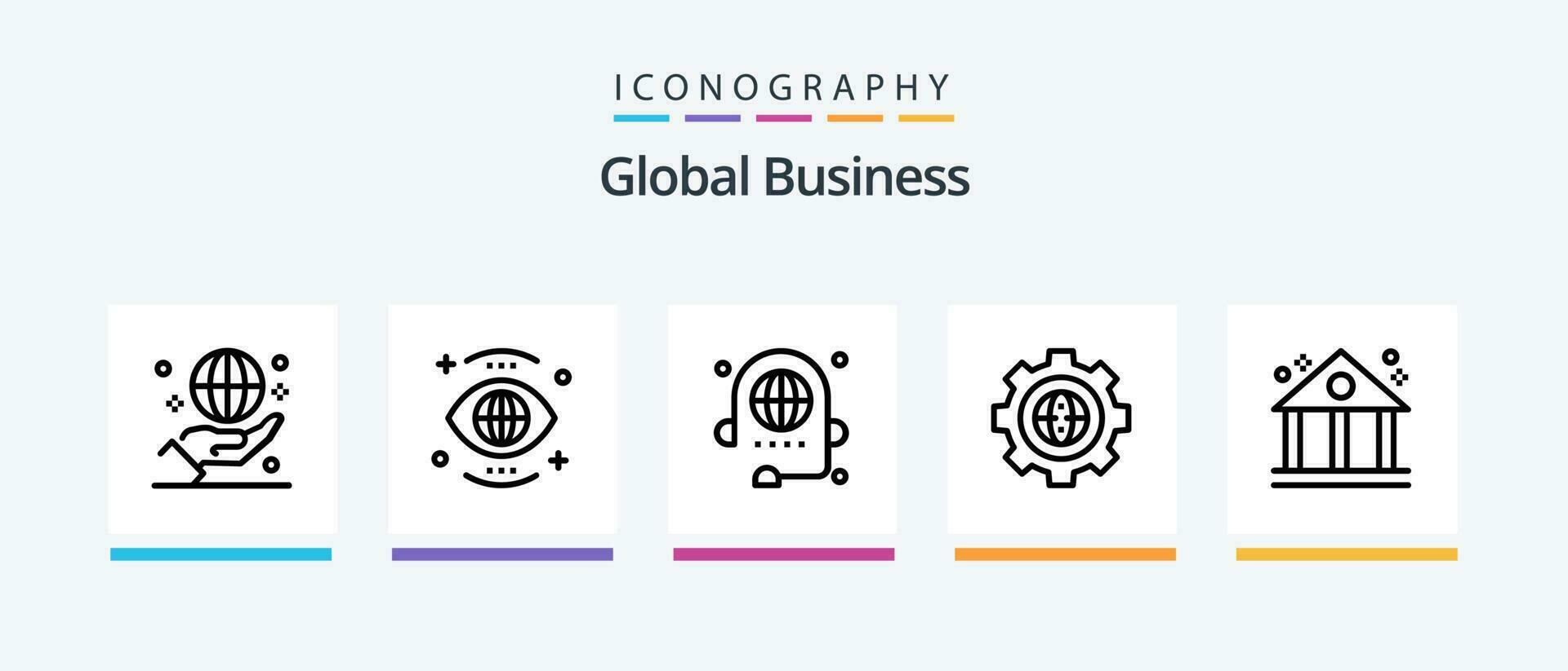 Global Business Line 5 Icon Pack Including finance. bank. data. vision. search. Creative Icons Design vector
