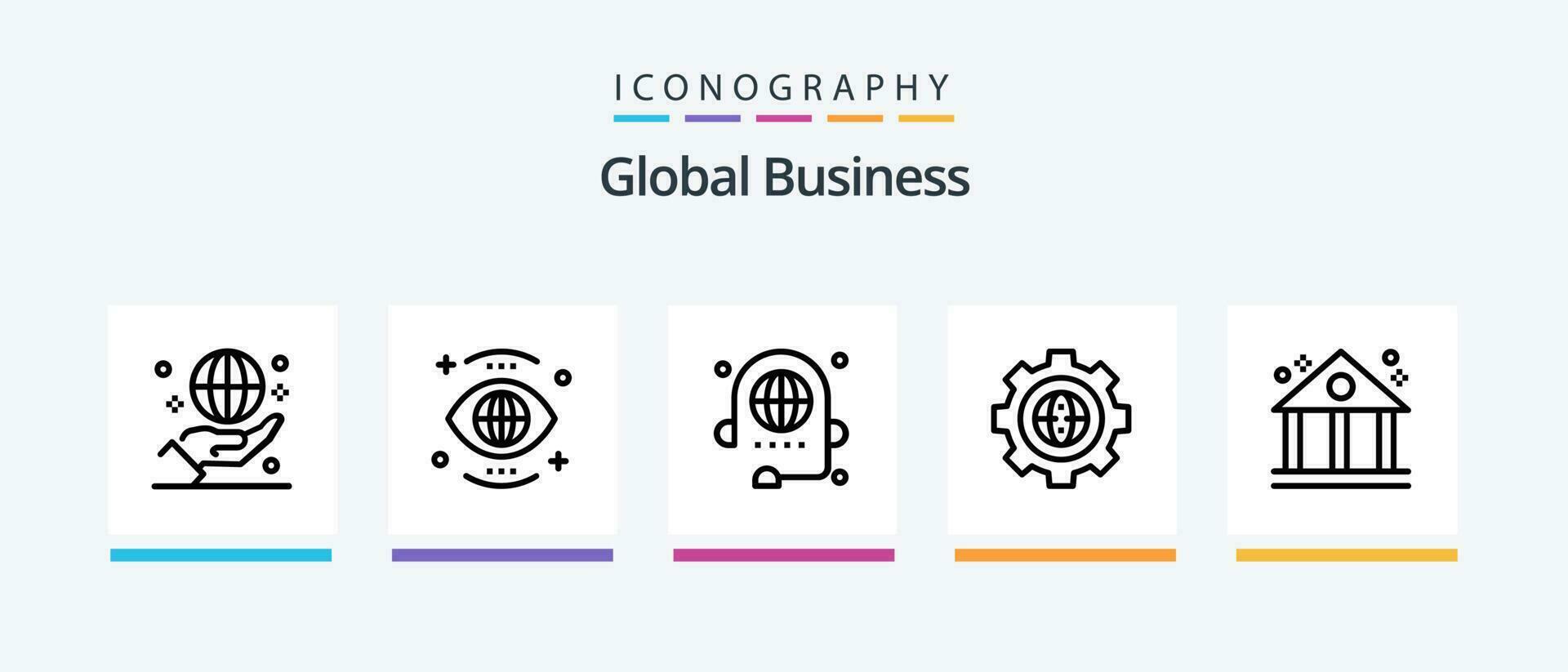 global negocio línea 5 5 icono paquete incluso finanzas. banco. datos. visión. buscar. creativo íconos diseño vector