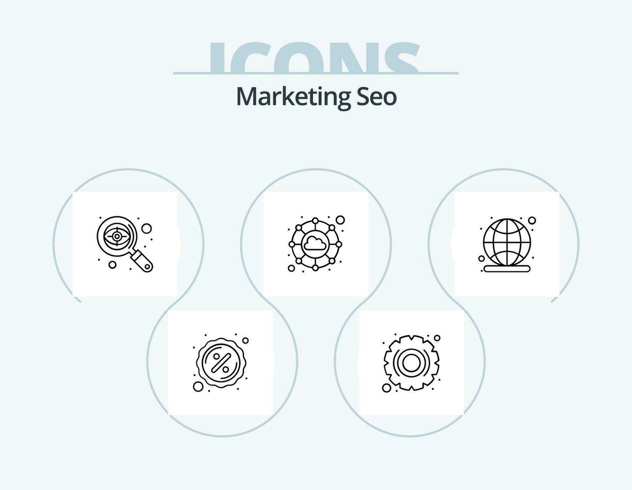 Marketing Seo Line Icon Pack 5 Icon Design. laptop. monitor. screen. data. quality vector