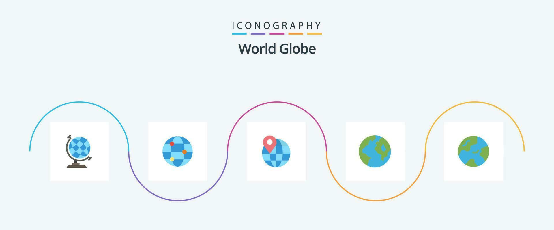 Globe Flat 5 Icon Pack Including . pin. vector