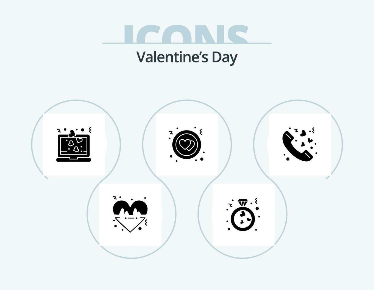 san valentin día glifo icono paquete 5 5 icono diseño. romance. llamar. corazón. amor. circulo vector