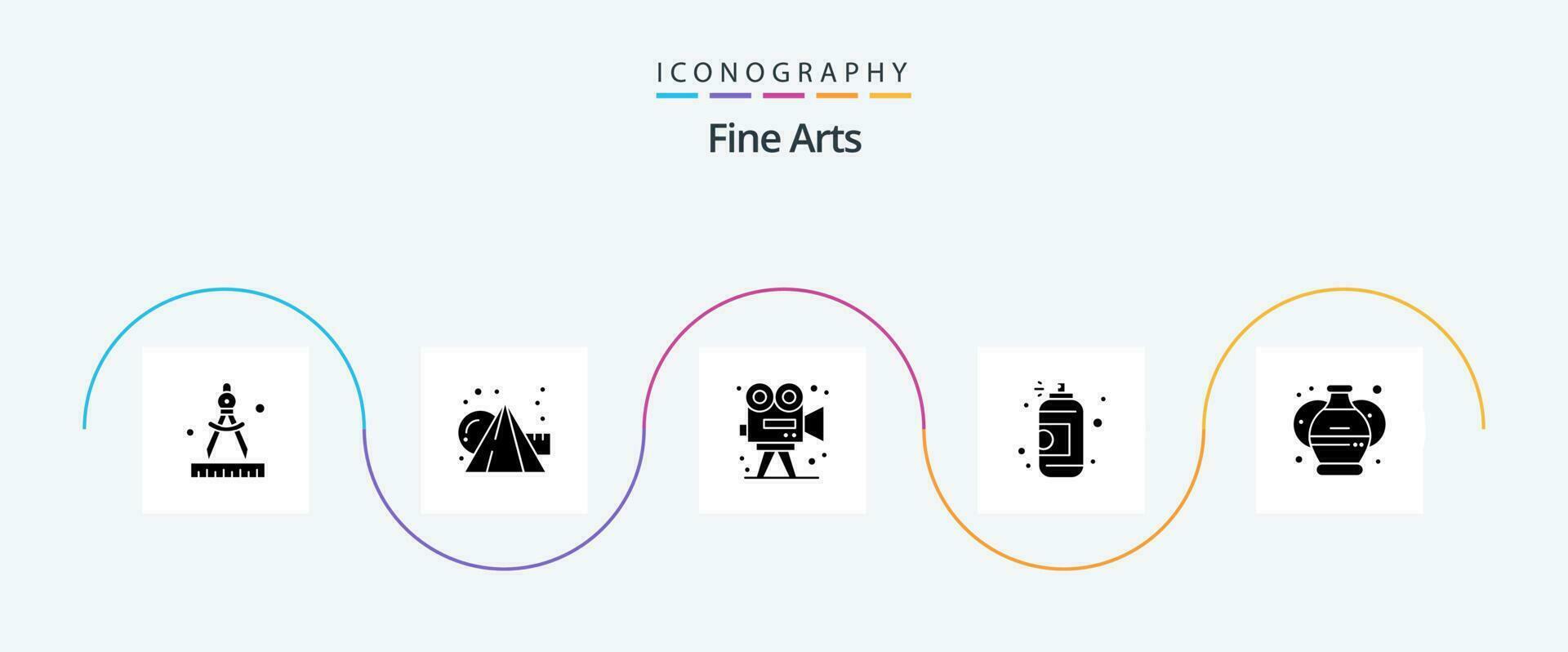 Fine Arts Glyph 5 Icon Pack Including art. paint. camera. arts. spray vector