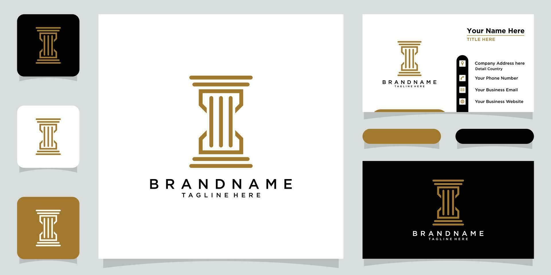 Law firm and justice concept logo with business card design vector