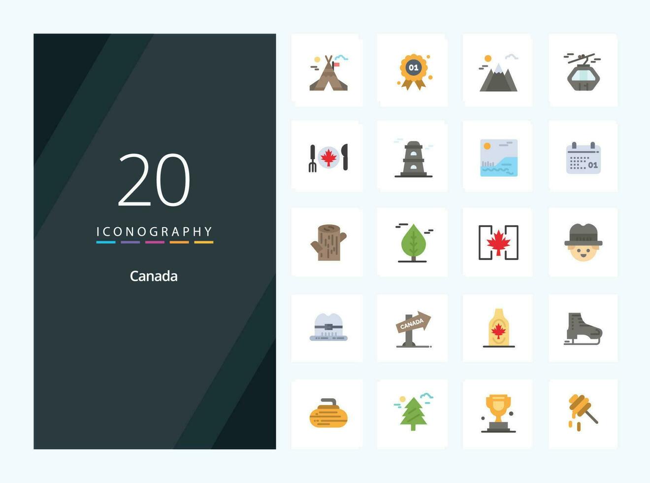 20 icono de color plano de canadá para presentación vector