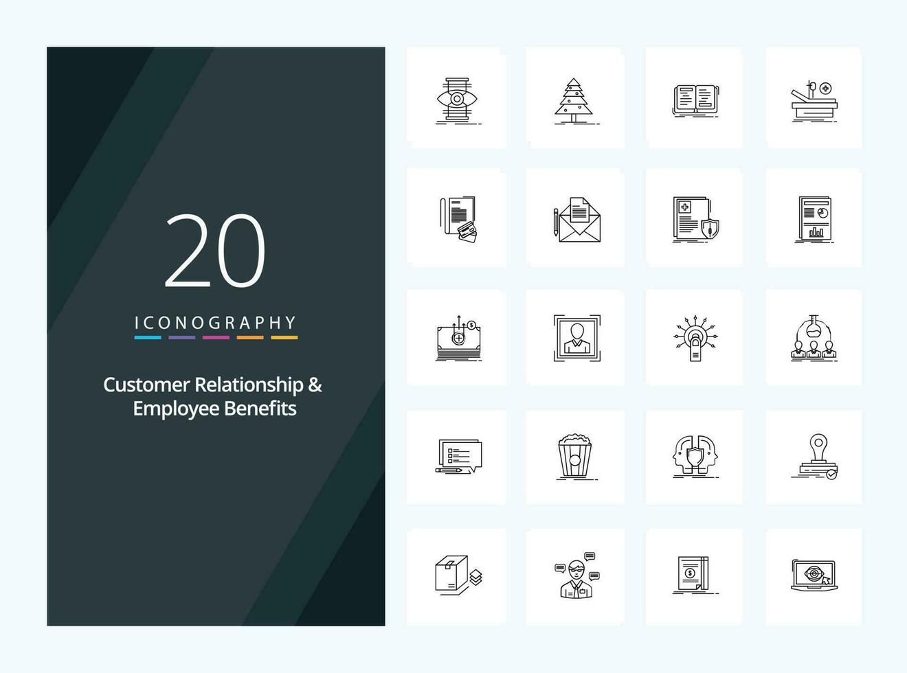 20 Customer Relationship And Employee Benefits Outline icon for presentation vector