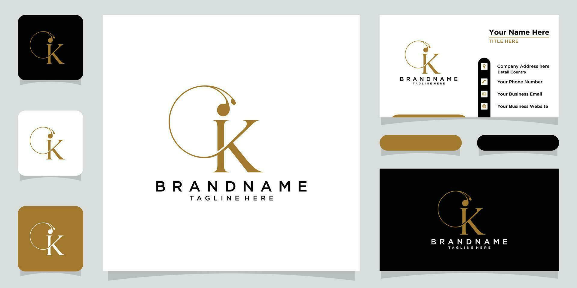 Initial letter K luxury Logo design Vector with business card design Premium Vector
