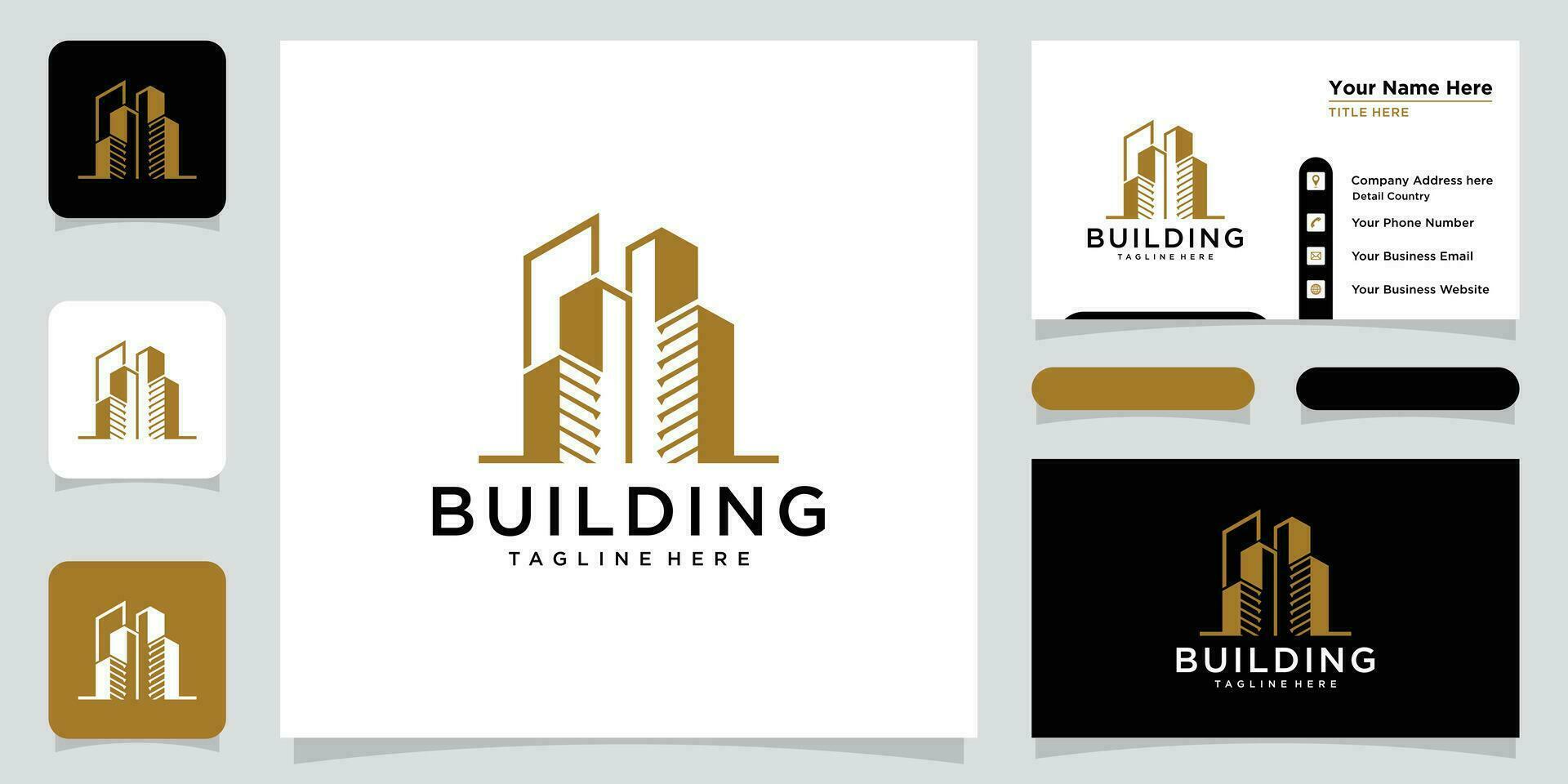 Creative modern building real estate logo design with business card design Premium Vector