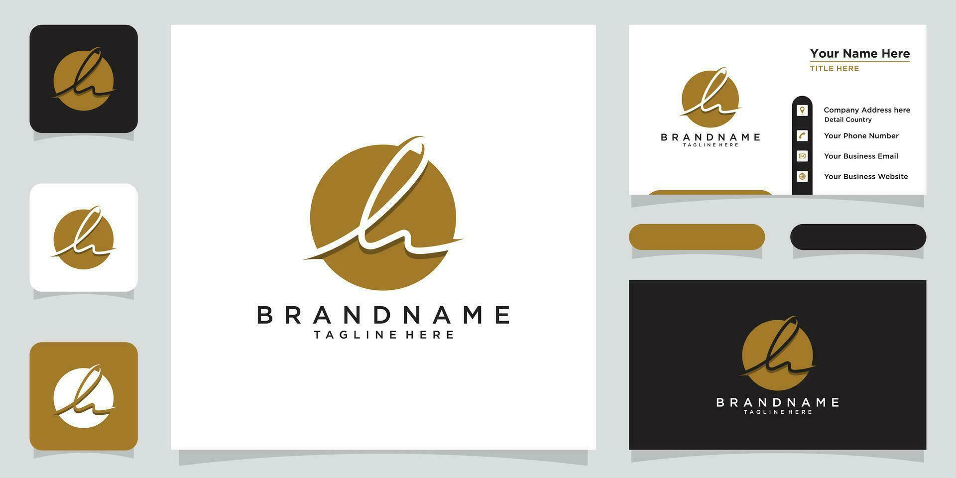 Initial H handwriting logo vector with business card design Premium Vector