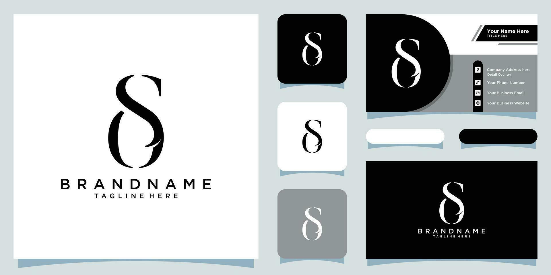 Initial letter OS  SO minimalist art monogram shape logo and business card design template Premium Vector