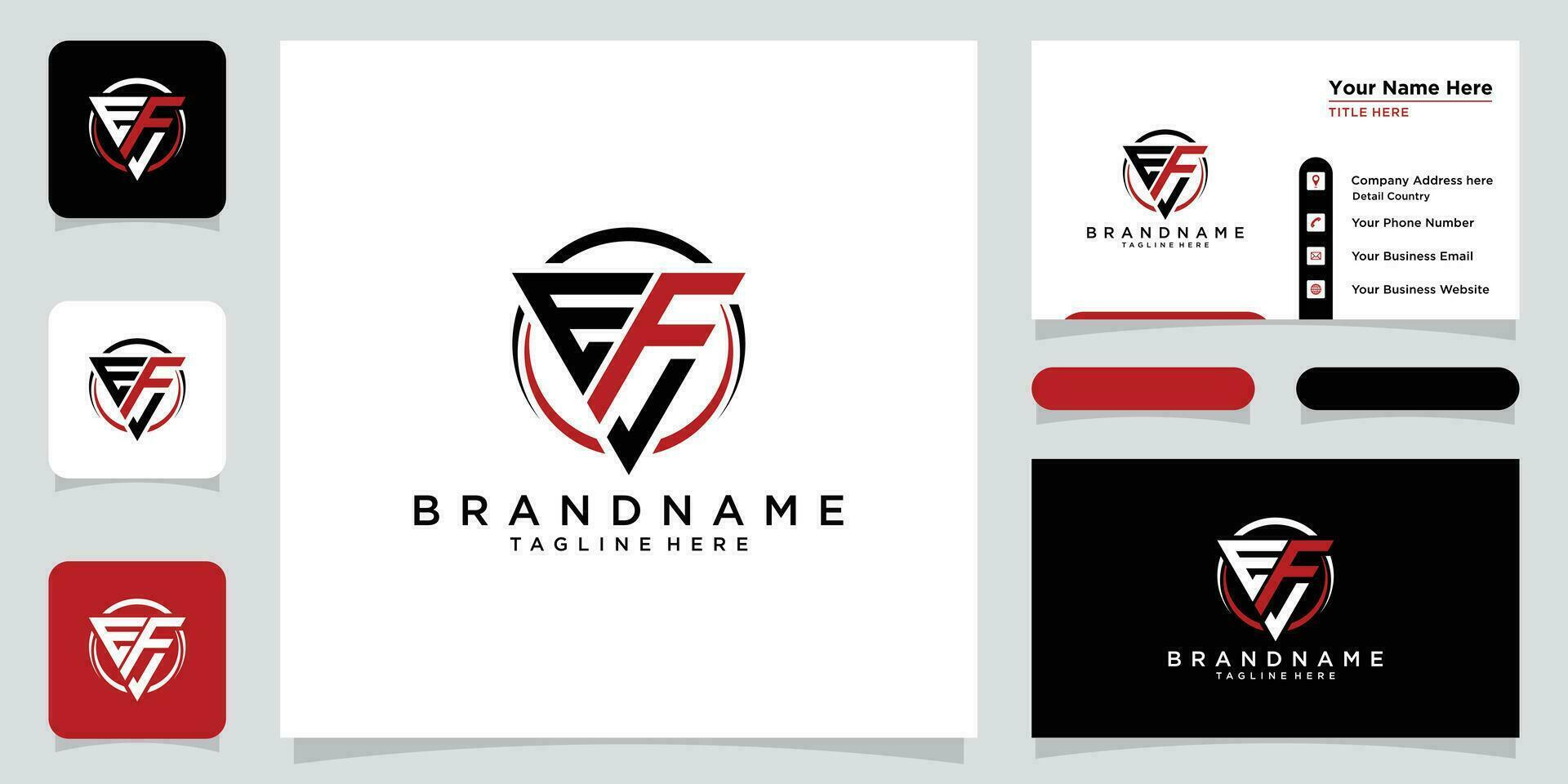 Initial Letter EF typography logo design vector with business card design Premium Vector