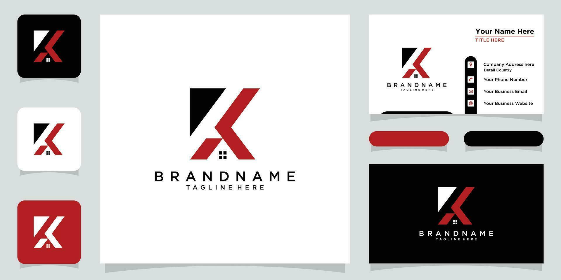 Real Estate K Letter Logo Template Illustration Design, and business card design template Premium Vector