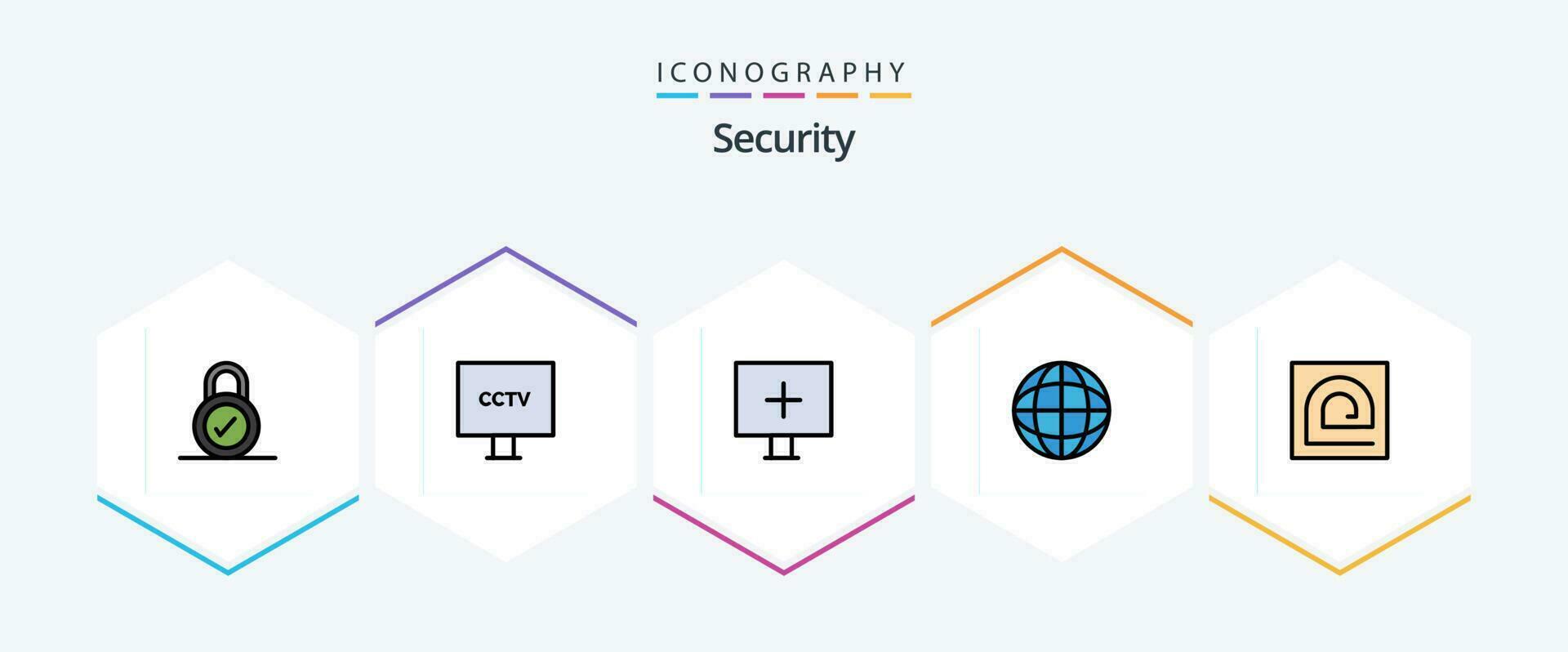 seguridad 25 línea de relleno icono paquete incluso huella dactilar. bloquear. apuntar. seguridad. global vector