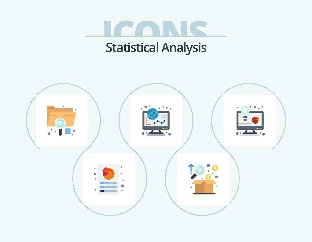 Statistical Analysis Flat Icon Pack 5 Icon Design. online. finance. product. ecommerce. extension vector