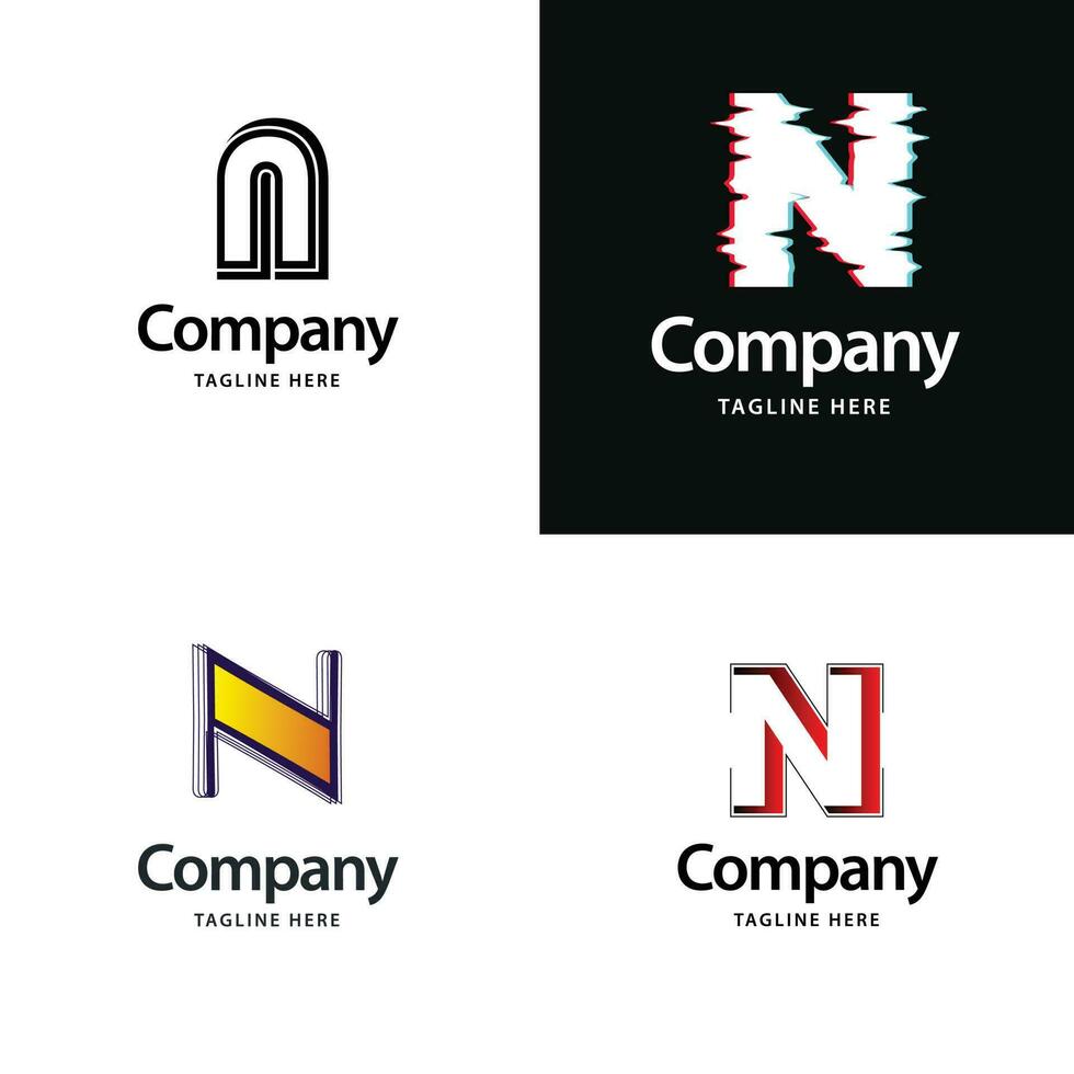 letra n gran diseño de paquete de logotipos diseño de logotipos modernos y creativos para su negocio vector