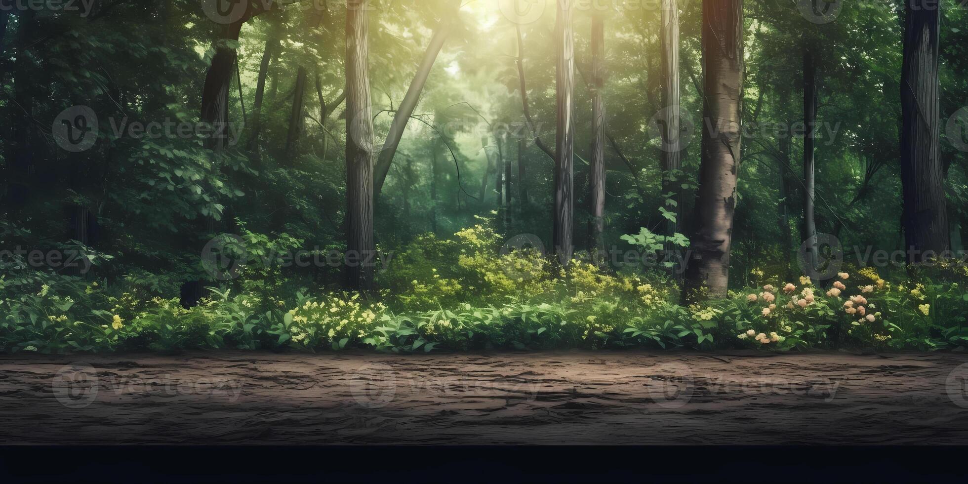 View of tall trees tropical natural forest, photo