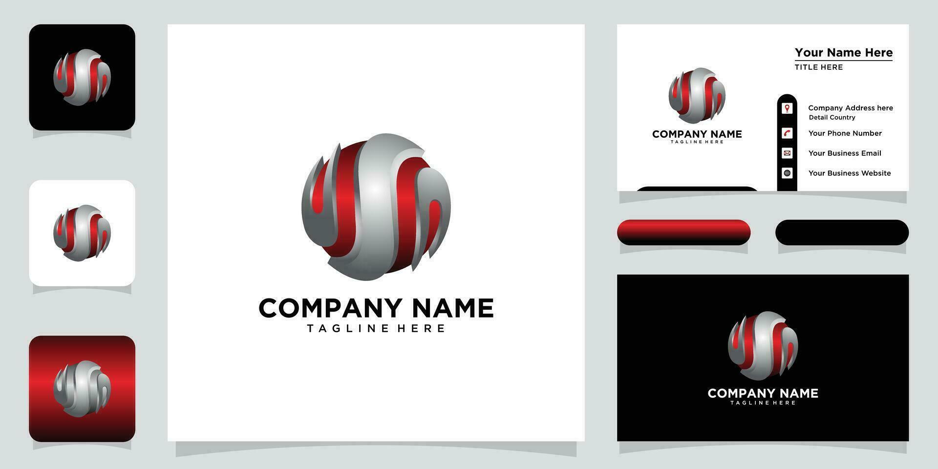 letra s logo diseño modelo de colores plata rojo 3d circulo diseño para negocio y empresa identidad, prima vector