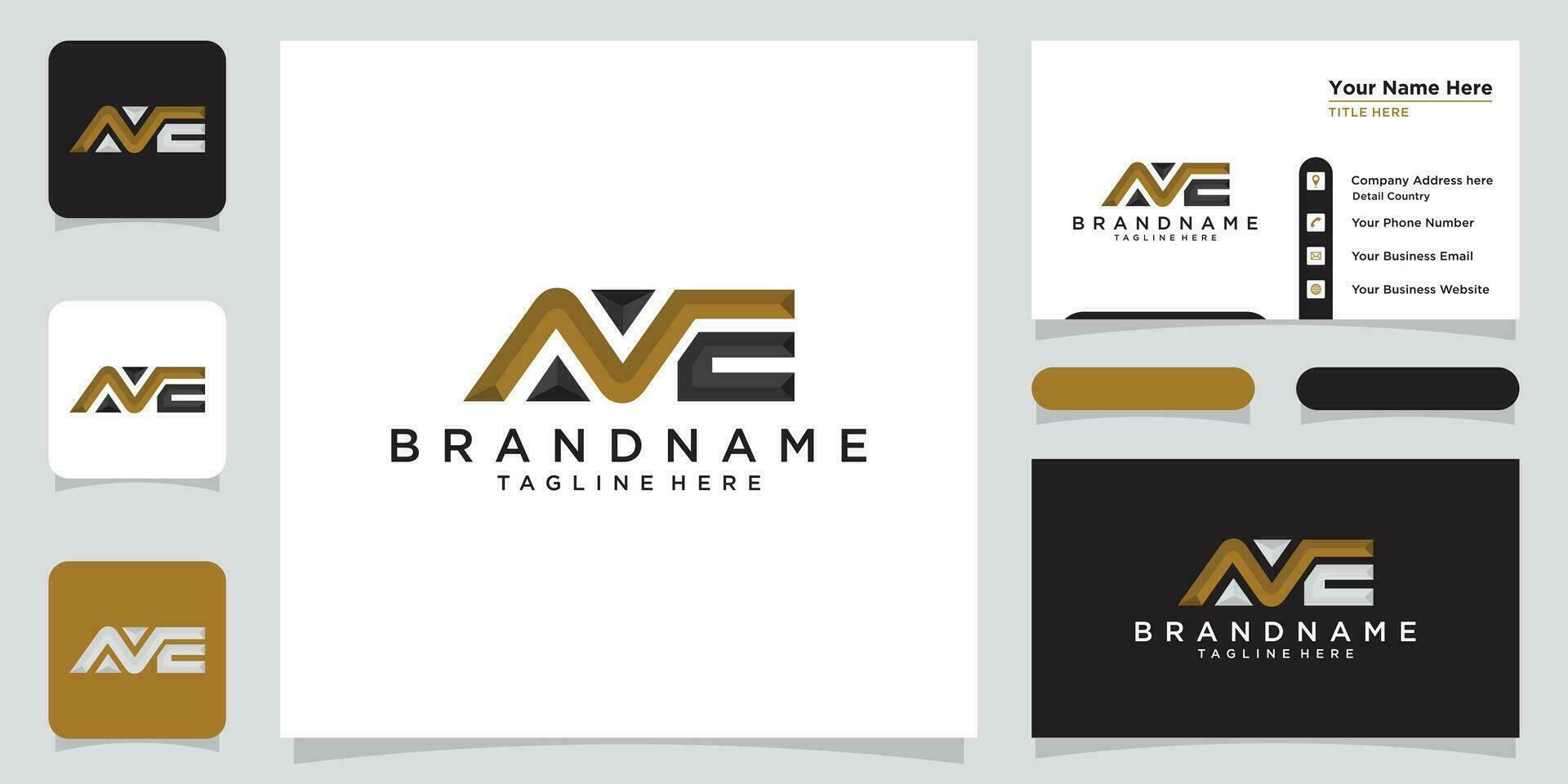 Initial letter AVE design Template with business card design Premium Vector