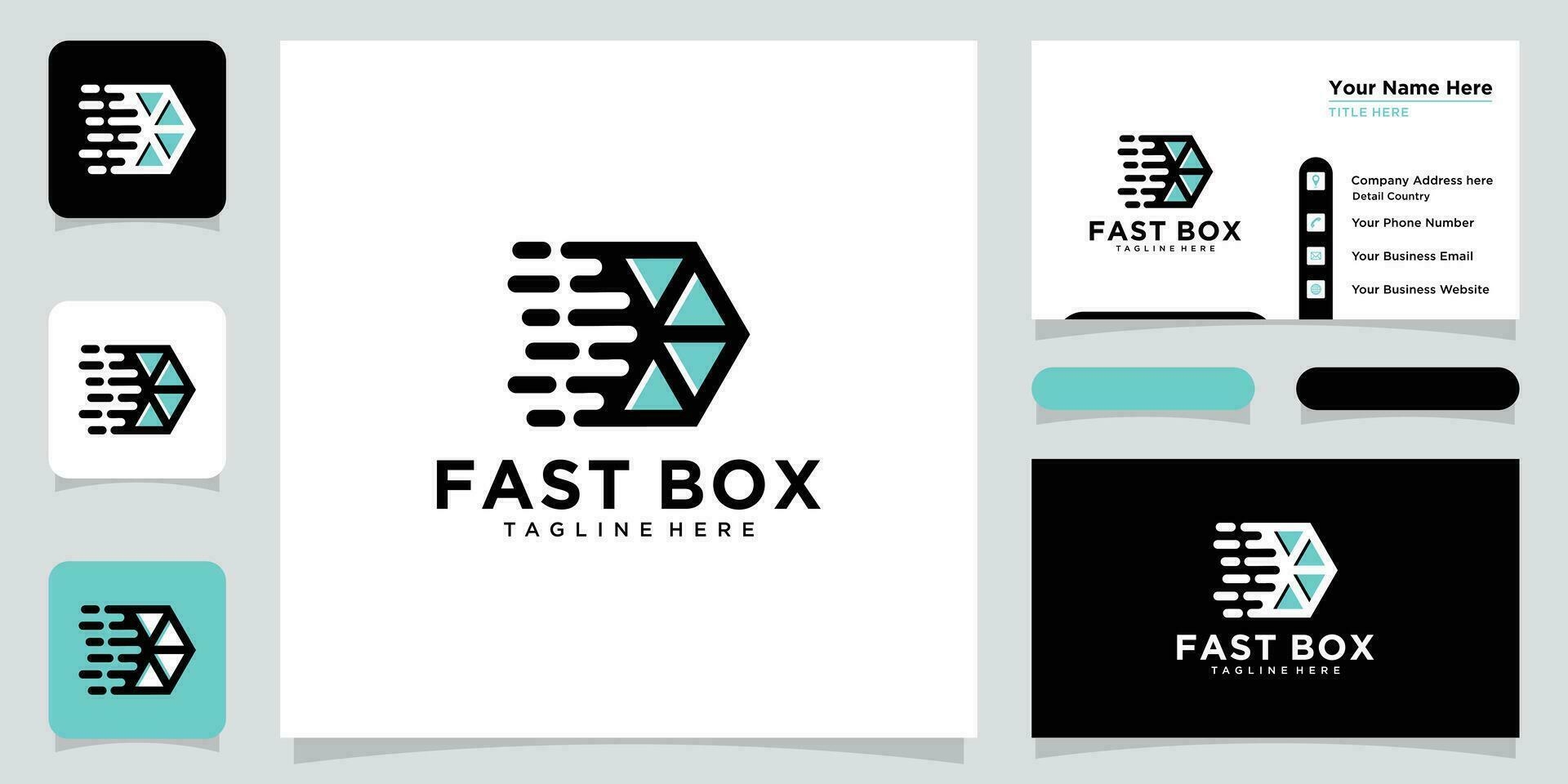 Fast Box Logo Vector. Speed Moving Box Logotype. Delivery and logistic logo design concept Premium Vector
