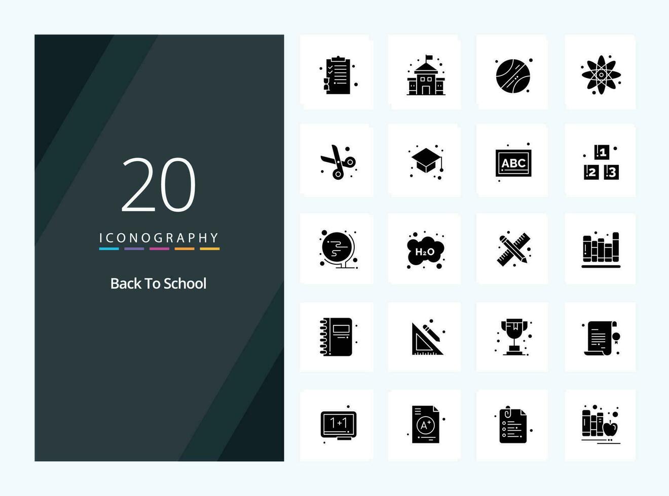 20 Back To School Solid Glyph icon for presentation vector