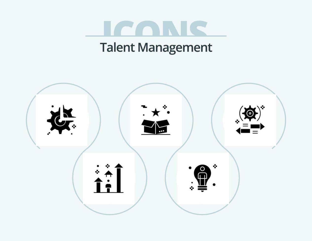 Talent Management Glyph Icon Pack 5 Icon Design. star. box. man. configuration. wheel vector