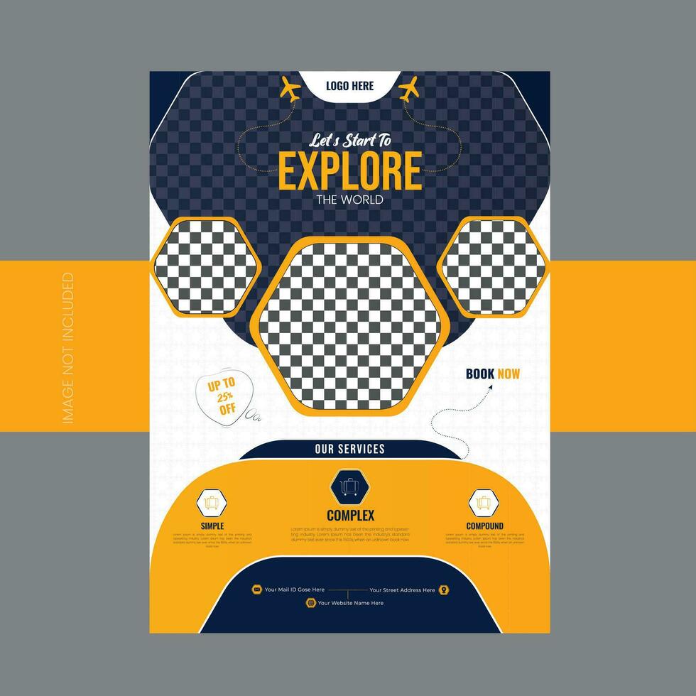 Modern travel business a4 flyer design vector template Free Vector
