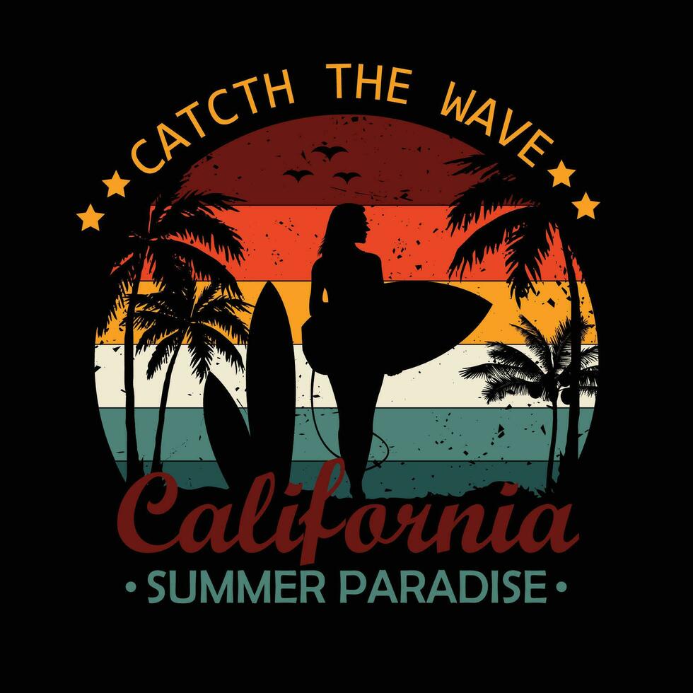 Best Surfing T Shirt Template Design for Woman vector