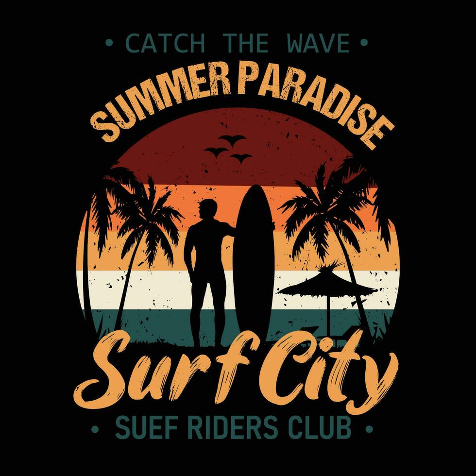 Best Surfing T Shirt Template Design vector