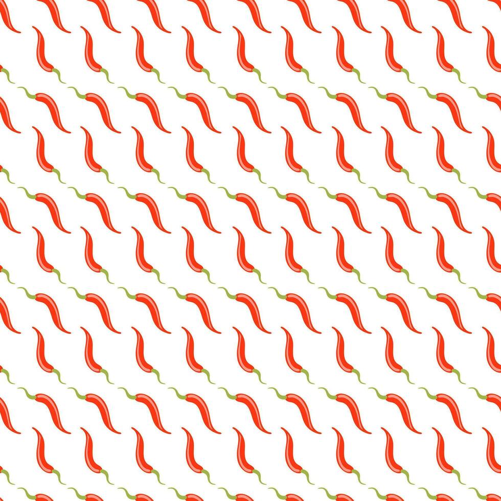 Hot chili peppers. Bright seamless pattern from one element. Seasonal vegetables, vegetarianism. For wallpaper, printing on fabric, packaging, background. vector