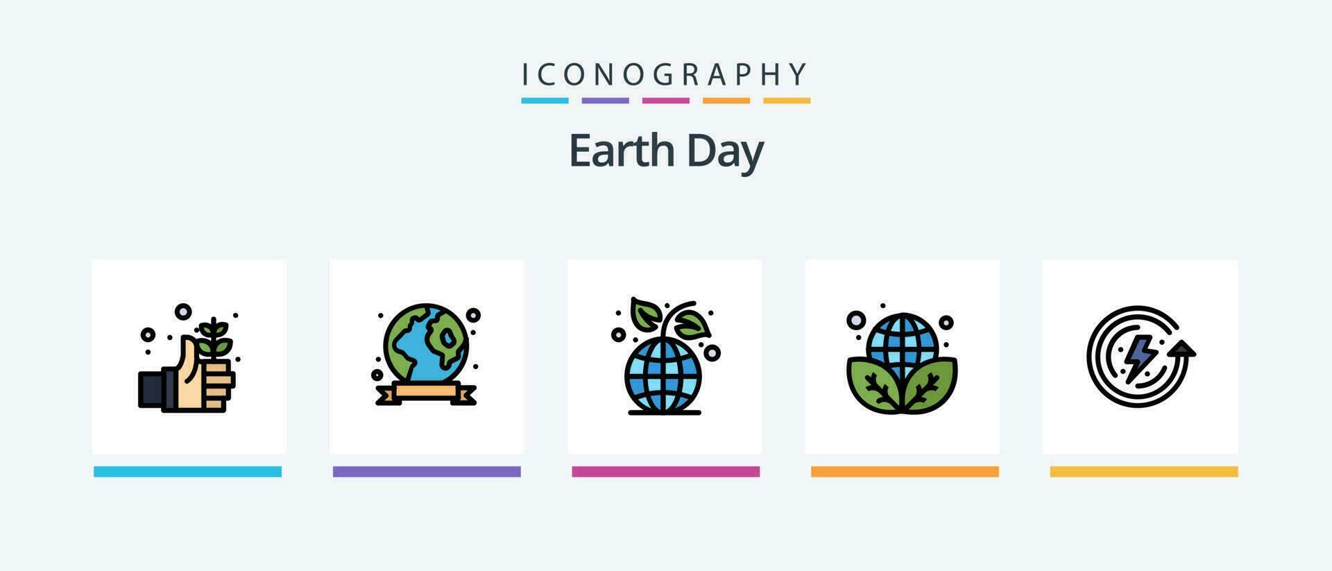 Earth Day Line Filled 5 Icon Pack Including day. earth. earth. environmental protection. ecology. Creative Icons Design vector