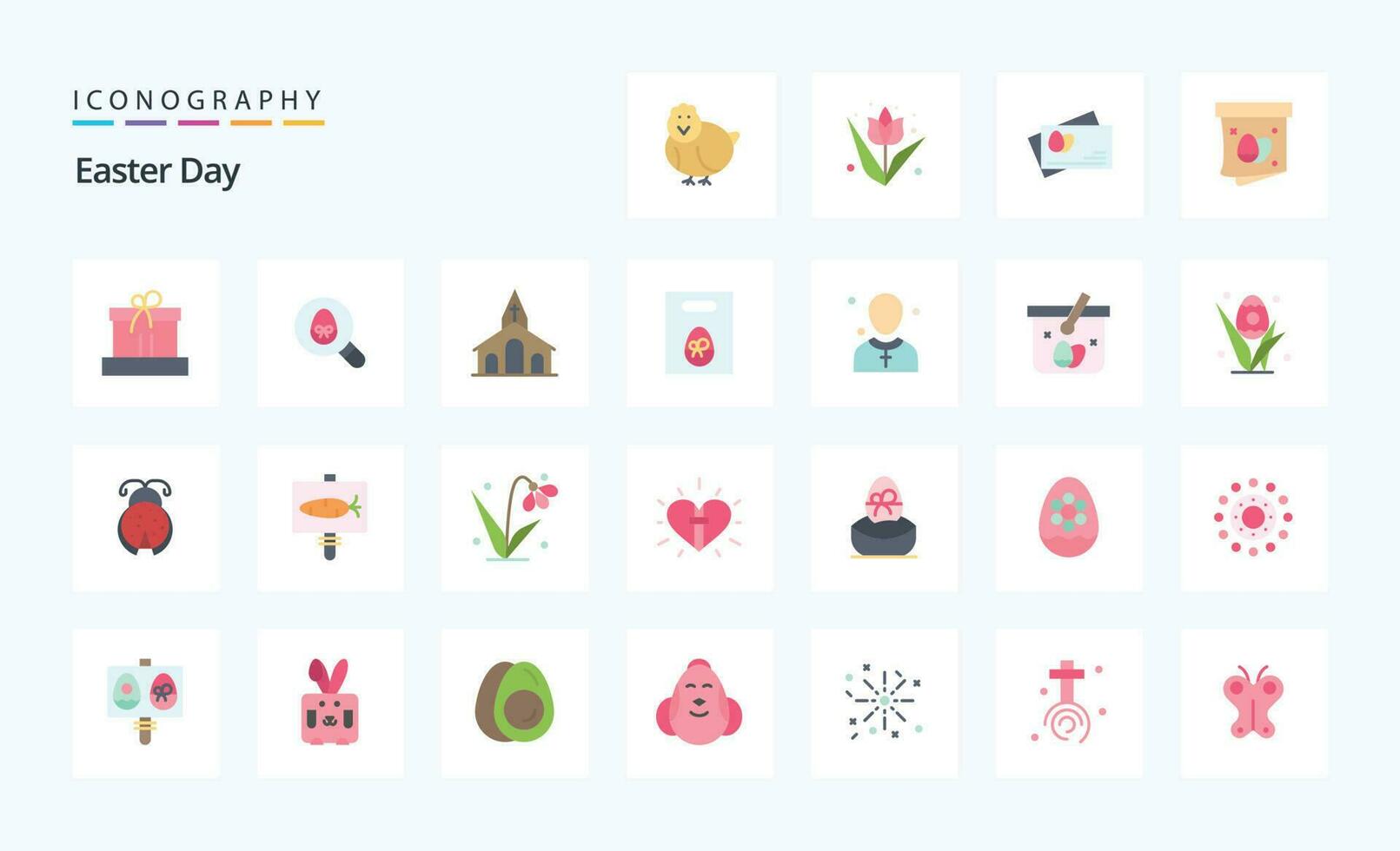 25 Easter Flat color icon pack vector